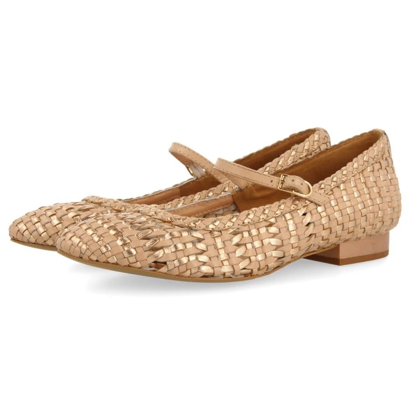 GIOSEPPO SKALICA Leather Braided Mary Jane Ballerinas, Nude, 4 UK - Image 1