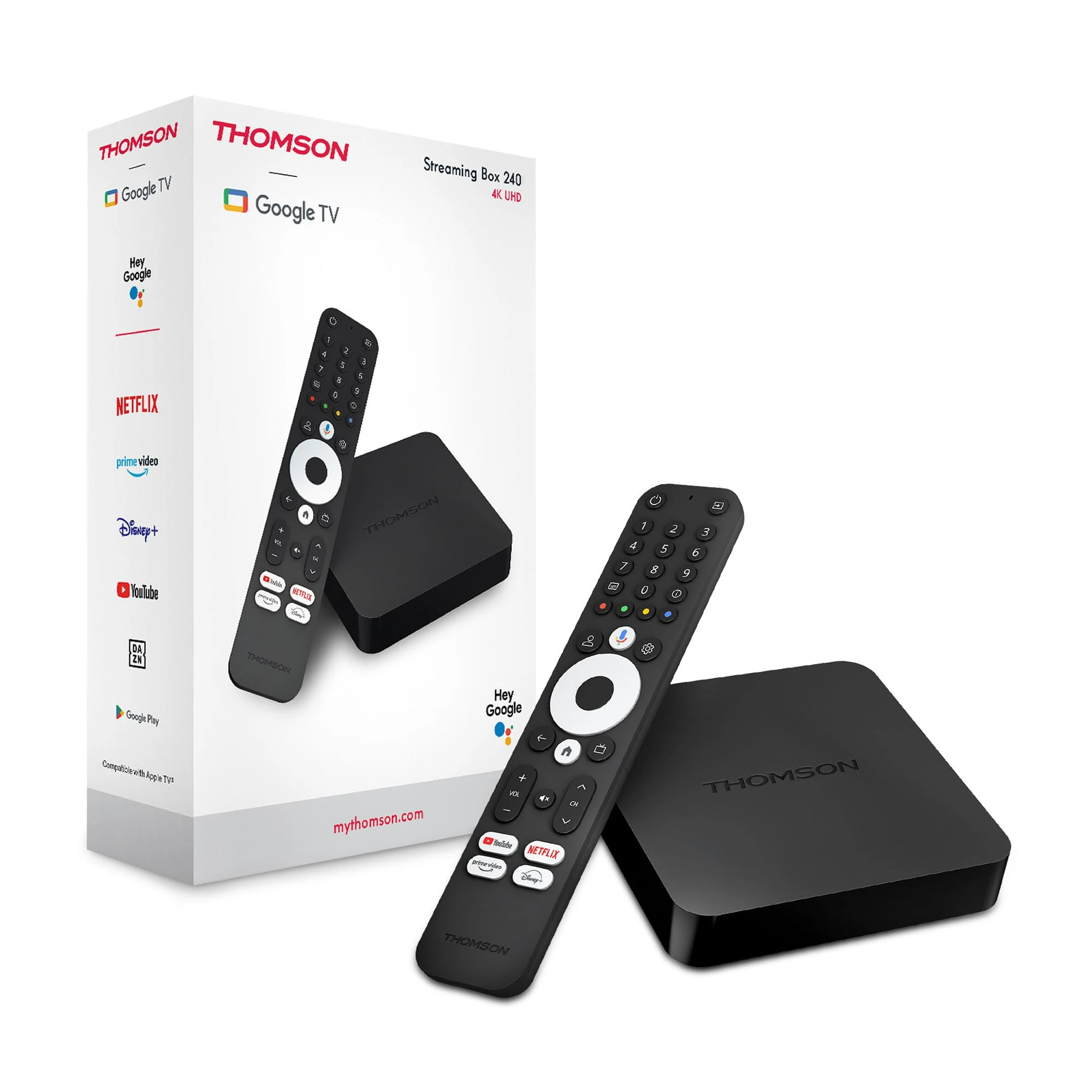 Thomson Streaming Stick 240UK, 4K UHD, Google TV, Google Cast, Google Voice Control, Wifi, Bluetooth, Dolby Atmos, HDR10