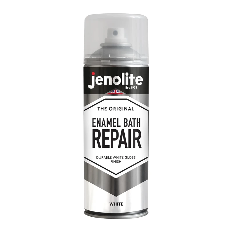 JENOLITE Enamel Bath Repair Aerosol | WHITE GLOSS | 400ml | Super Hardwearing & Durable Finish | Paint & Repair Scratche On Baths, Shower Trays, Sinks, Kitchen Appliances
