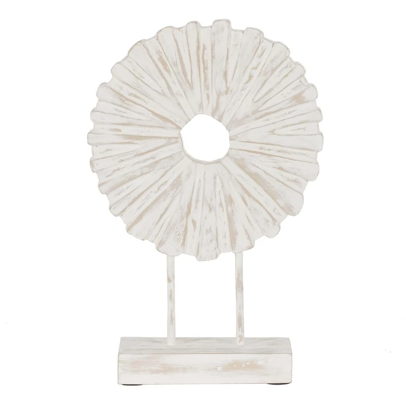 BigBuy Home Sculpture White Beige Ring 25.5 x 9.5 x 37 cm - Image 1