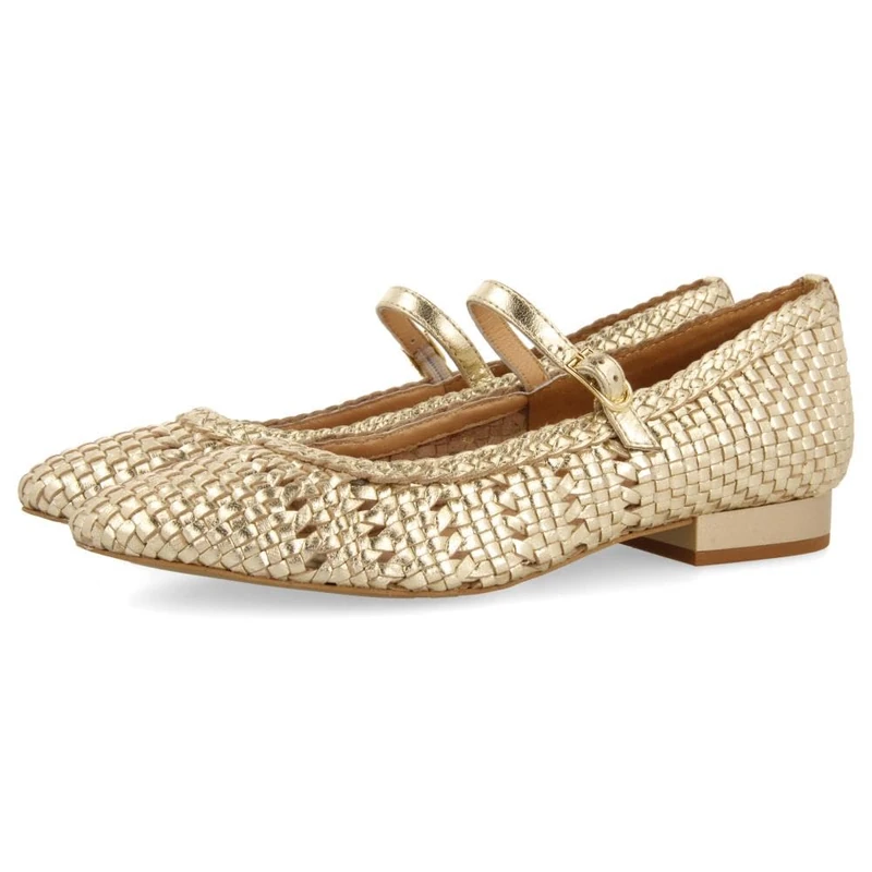GIOSEPPO SKALICA Leather Braided Mary Jane Ballerinas, Platinum, 7 UK - Image 1
