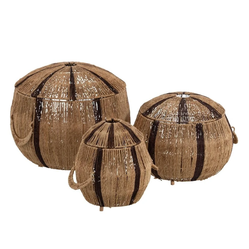 BigBuy Home Natural Brown Jute Basket Set 45 x 45 x 36 cm (3 Pieces)