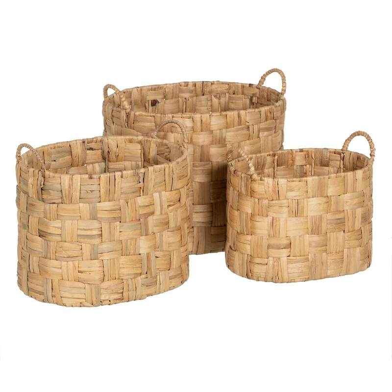 BigBuy Home Set of Baskets Beige Natural Fibre 45 x 35 x 41 cm (3 Units) - Image 1