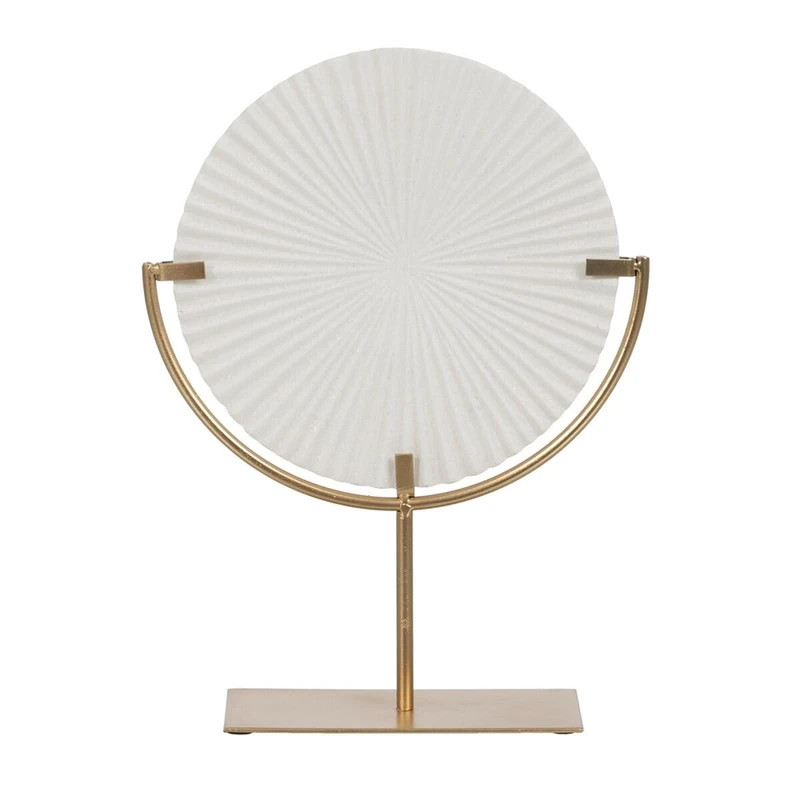 BigBuy Home Decorative Figure White Golden Circle 28 x 10 x 38 cm - Image 1