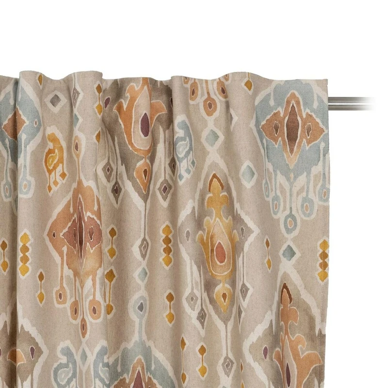 BigBuy Home Beige Printed Curtain 140 x 270 cm