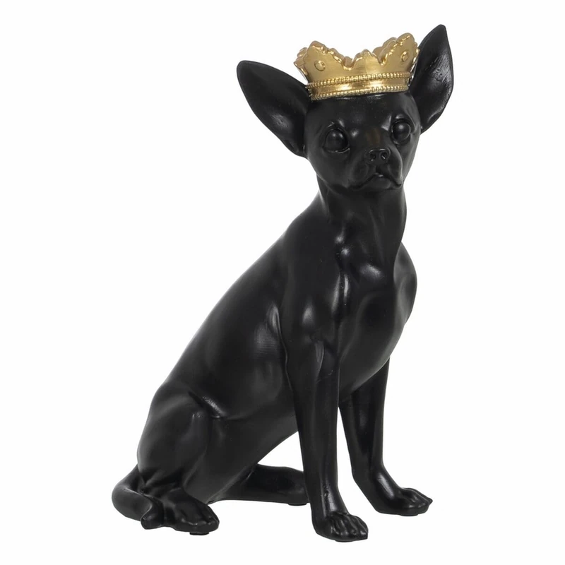 BigBuy Home Decorative Figure Black Gold Dog 17 x 11.8 x 25.5 cm