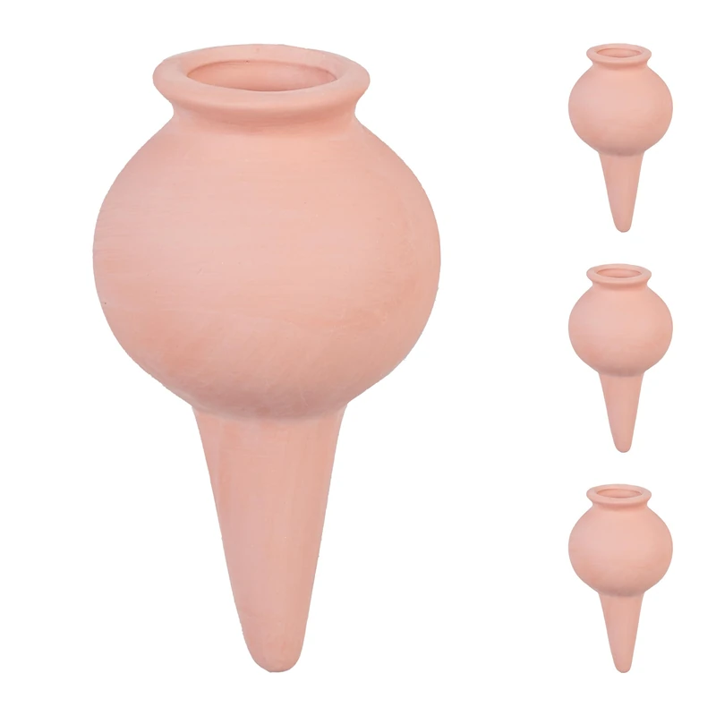 Relaxdays Clay Cone Watering Set of 4 - Terracotta Irrigation