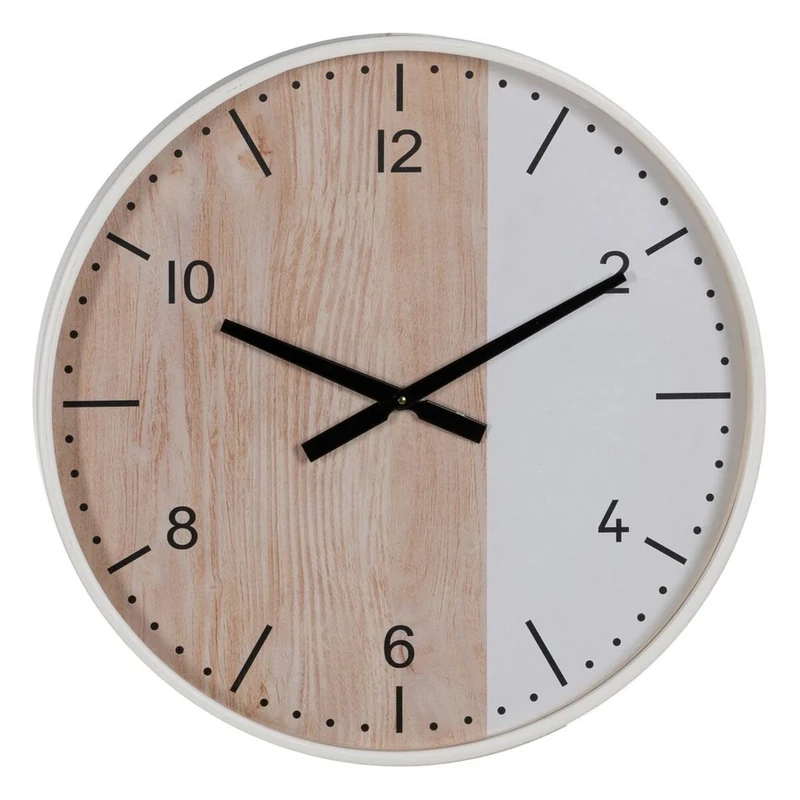 BigBuy Home Wall Clock Natural White Wood 60 x 60 x 5.5 cm