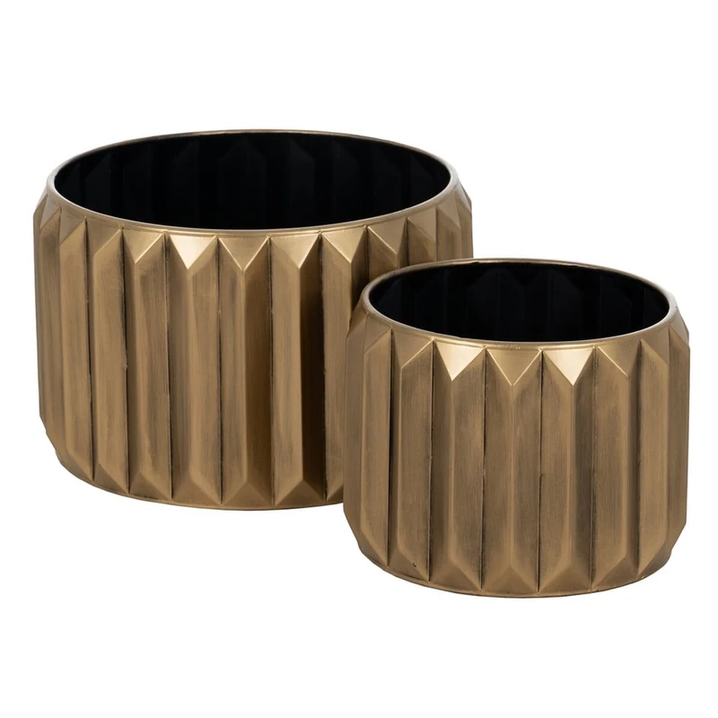 BigBuy Garden Plant Pot Set Gold Iron 37.5 x 37.5 x 23 cm (Pack of 2)
