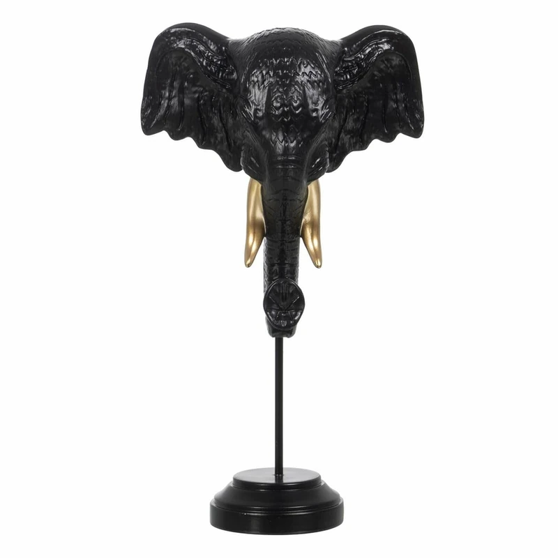 BigBuy Home Decorative Figure Black Gold Elephant 20.5 x 14.2 x 35.5 cm