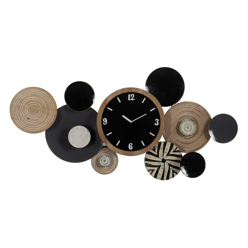 BigBuy Home Wall Decoration Black Natural Iron Clock 128 x 7 x 64 cm - Image 1