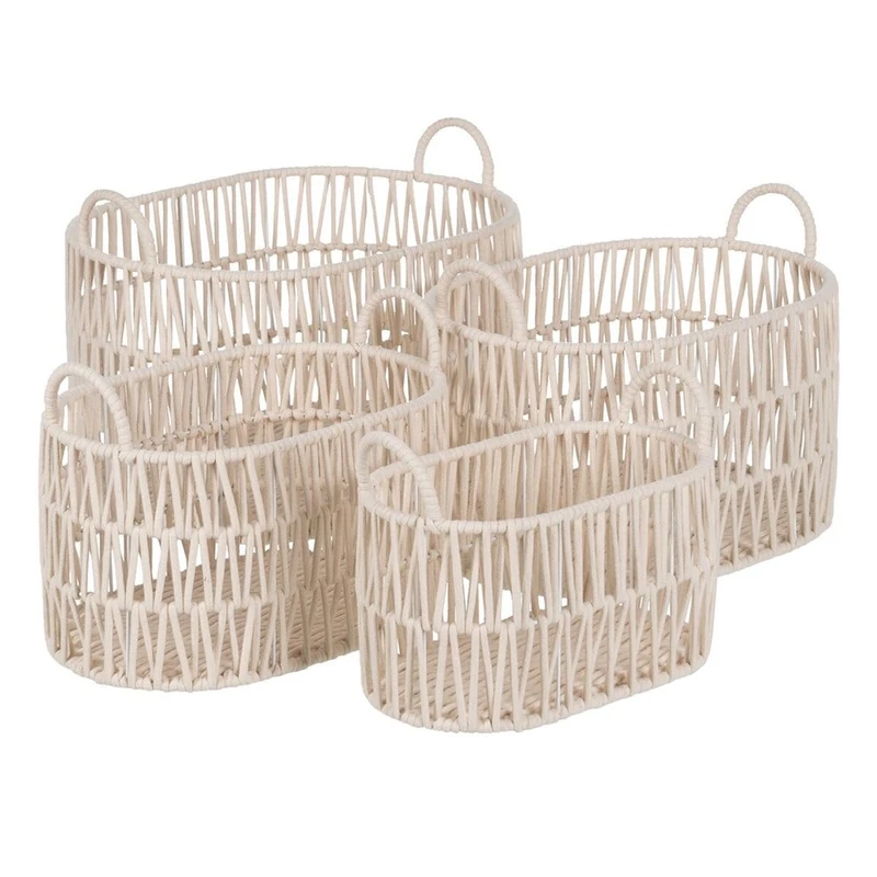 BigBuy Home Set of Baskets White Rope 50 x 36 x 36 cm (4 Units)