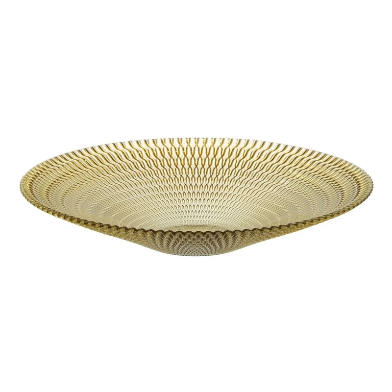BigBuy Home Yellow Glass Table Centre, 40 x 40 x 7 cm - Image 1