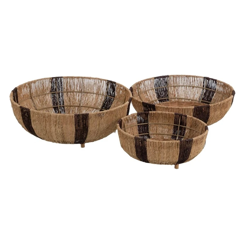 BigBuy Home Set of Natural Brown Jute Baskets 42 x 42 x 13 cm (3 Units)