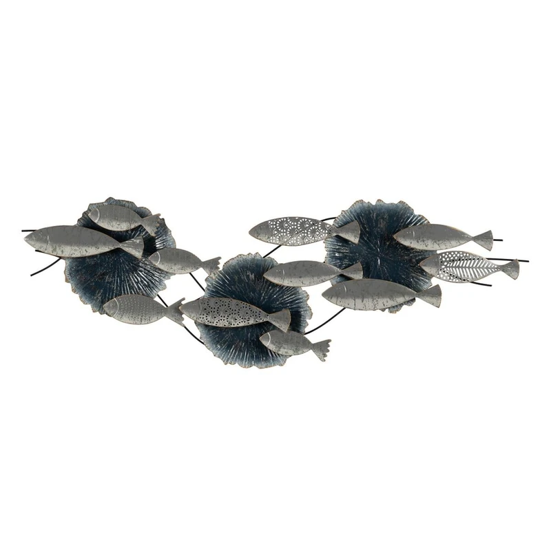 BigBuy Home Wall Decoration Blue Silver Iron Fish 127.5 x 6.3 x 42.5 cm - Image 1