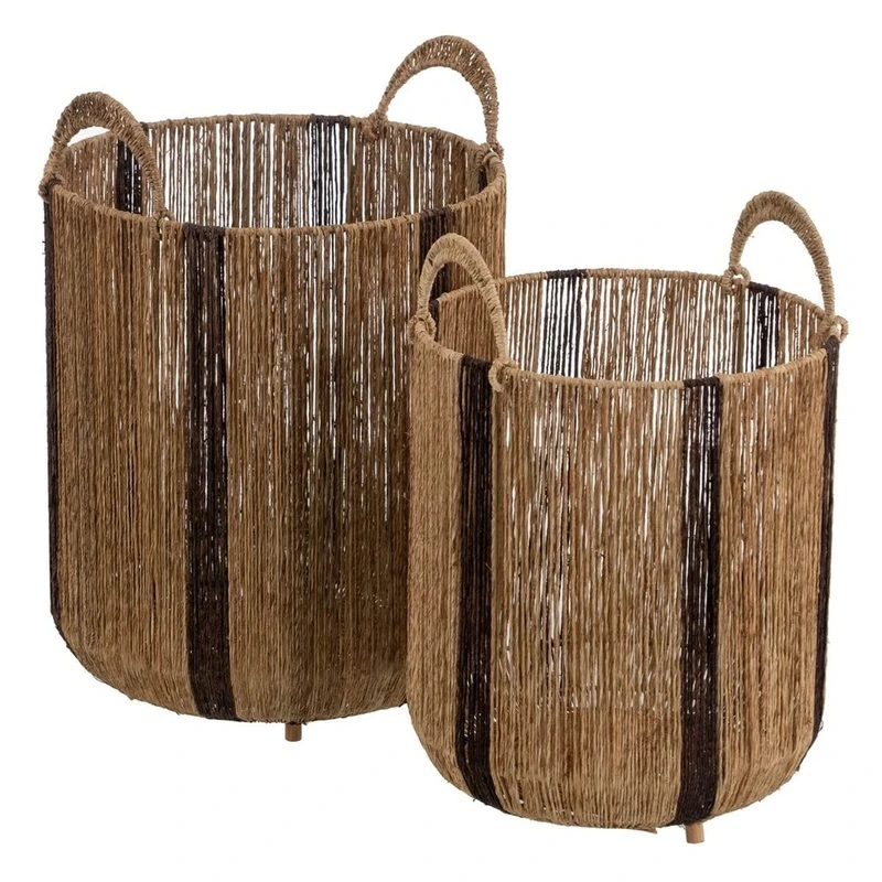 BigBuy Home Set of Natural Brown Jute Baskets 35 x 35 x 48 cm (2 Pieces)