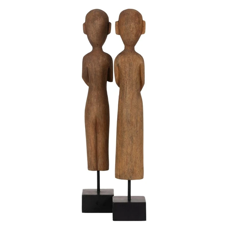 BigBuy Home Decorative Natural African Figurine 14.5 x 9 x 38.5 cm (2 Units) - Image 1