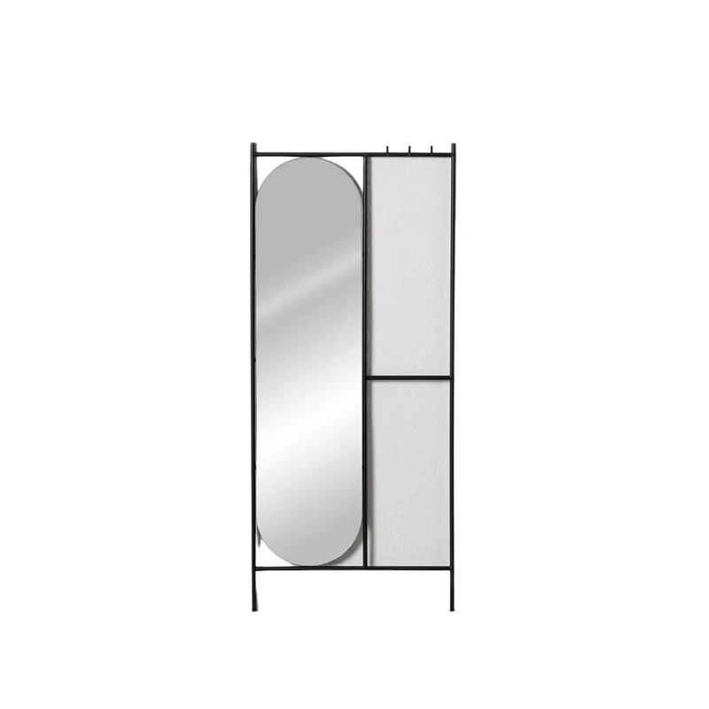 BigBuy Home Coat Stand Black Iron Mirror 70 x 4 x 160.5 cm - Image 1
