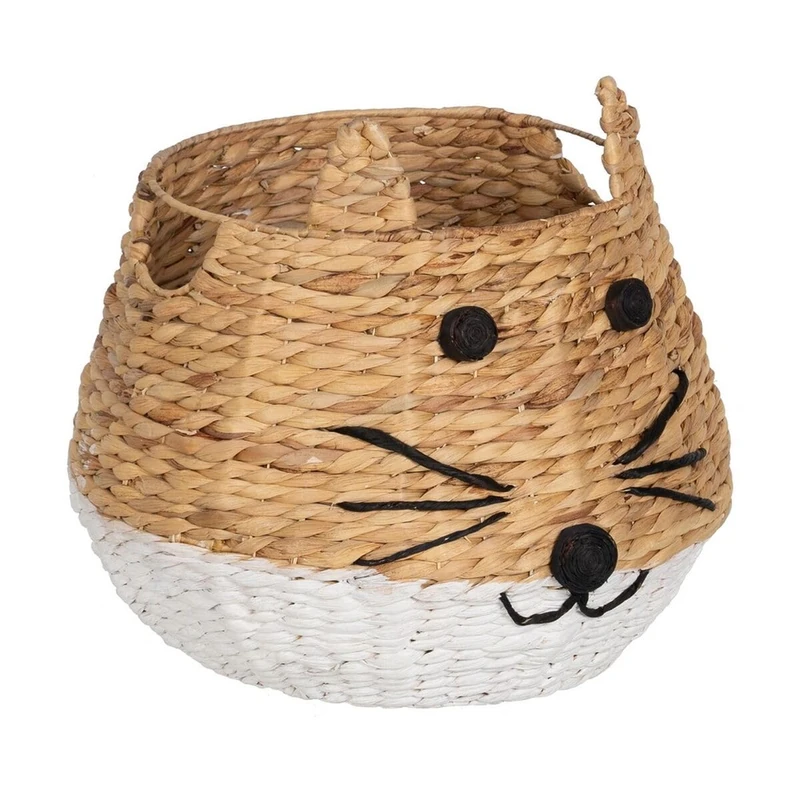 BigBuy Home Cat Basket White Black Beige Natural Fibre 41 x 41 x 38 cm - Image 1