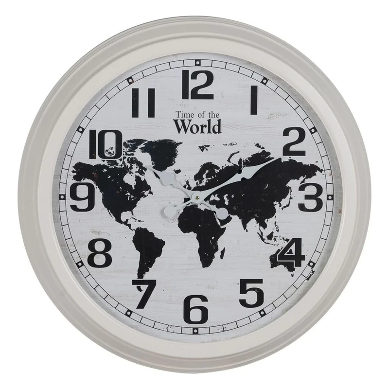 BigBuy Home Wall Clock World Map White Black Iron 70 x 70 x 6.5 cm