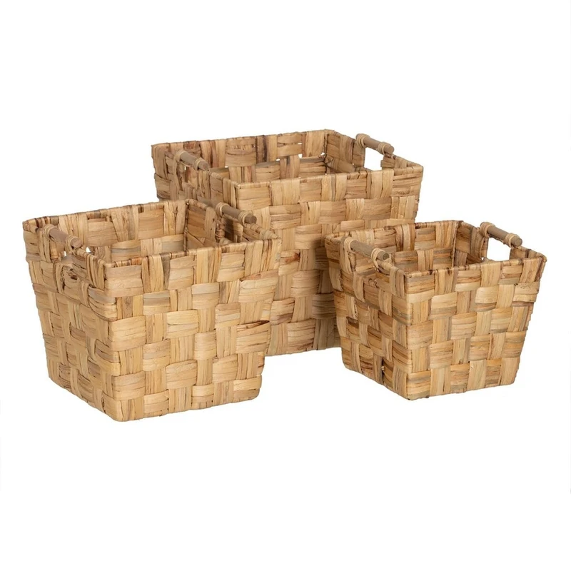 BigBuy Home Set of Baskets Beige Natural Fibre 40 x 40 x 35 cm (3 Units)