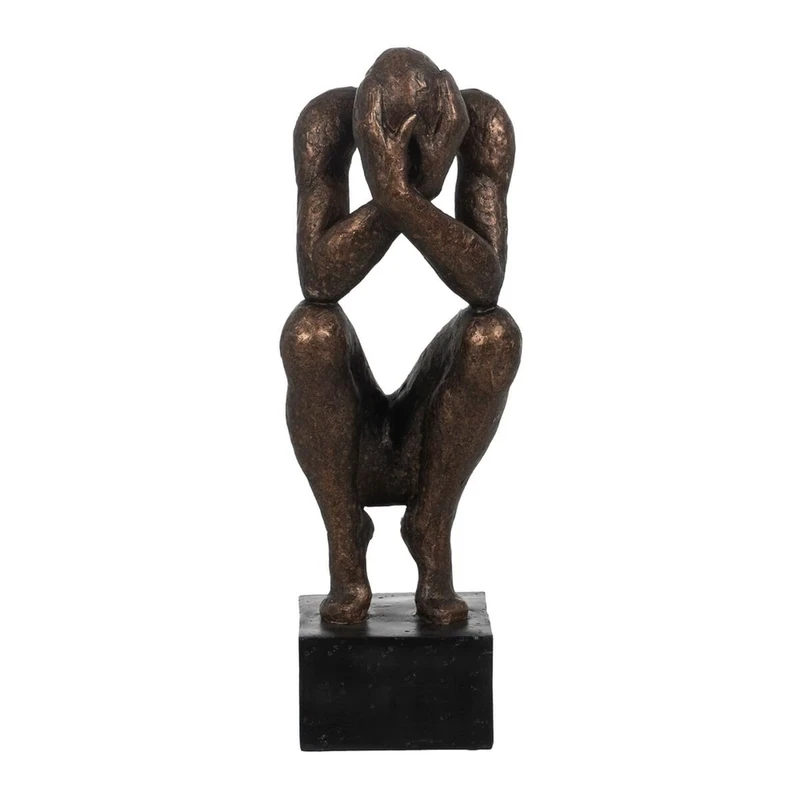 BigBuy Home Decorative Figure Black Copper Man 16 x 19 x 47 cm
