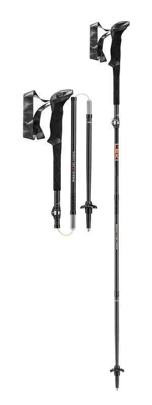 LEKI Makalu FX.One Carbon Walking Poles, Black Natural Carbon-Orange, 120 cm