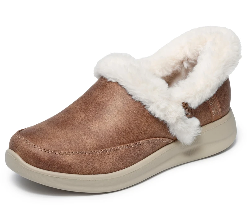 Skechers Women's Cozy Escape Slip-On Sneakers, Chestnut Performtex/Faux Fur, 8 UK