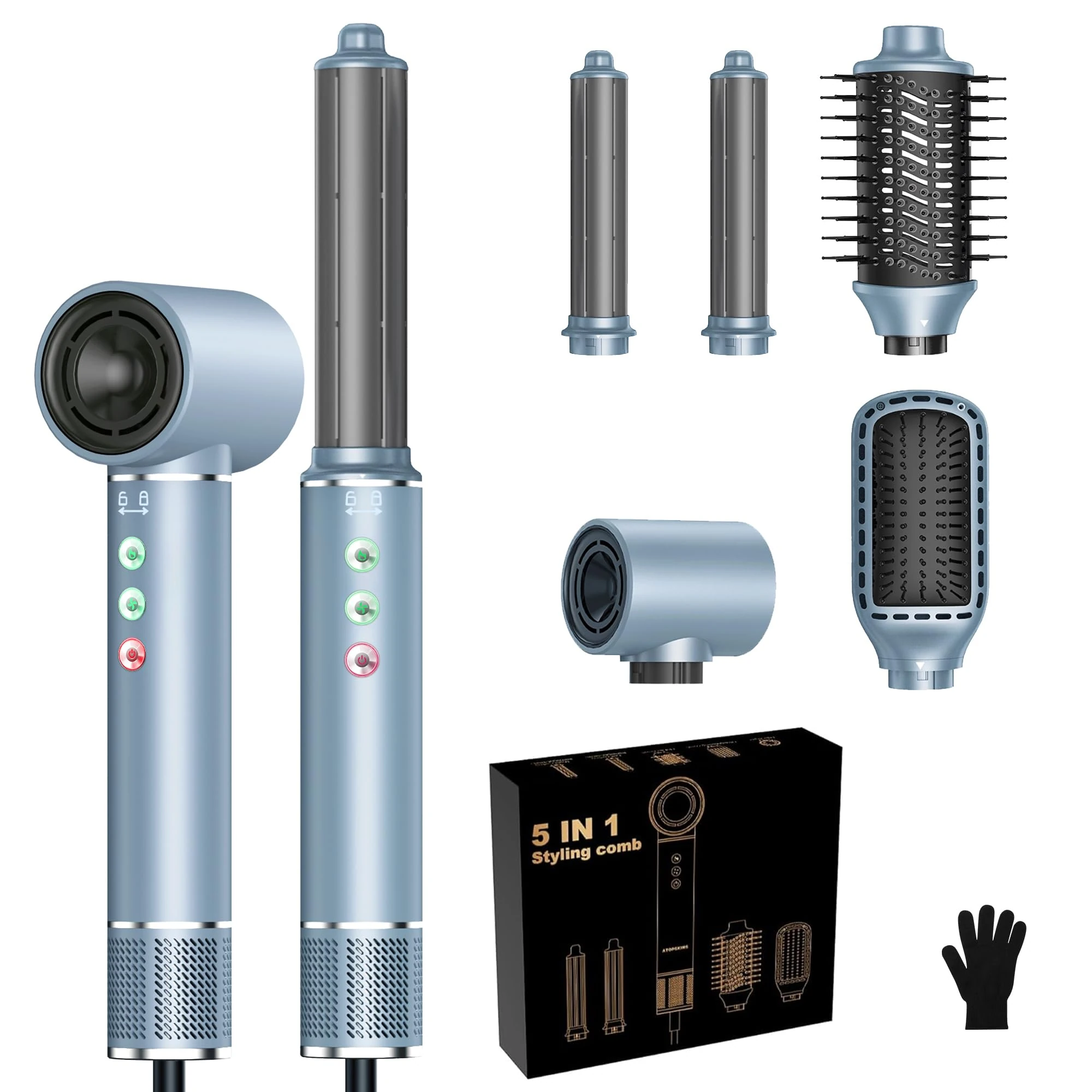 Hairstyler 5 in 1, with 110000 RPM High Speed Magic Hair Styler, 2024 New 5 in 1 Hair Styler, Hot Air Brush,Hair Dryer Curler, Air Curler, Ionic Hairdryer, Air Styler for Fast Drying, Curling