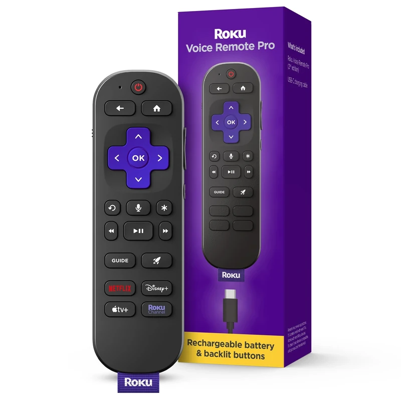 Roku Voice Remote Pro (2nd Ed.) | Rechargeable TV Control With Hands-free Voice Controls, Backlit Buttons & Lost Remote Finder - Compatible With All Roku TV, Players & Audio - Image 1
