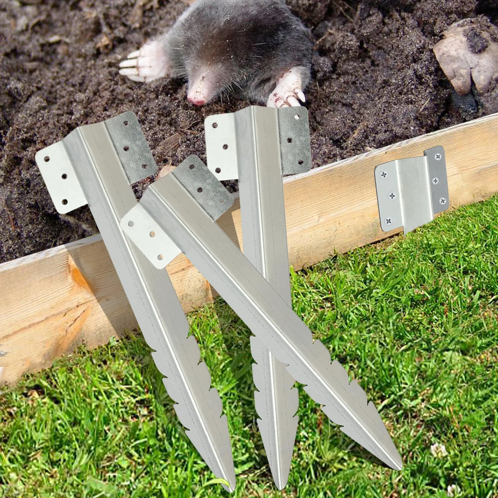 AMLOOPH Railway Sleeper Brackets, 4 Pack Railway Sleepers Stakes For Gardens, Heavy Duty Garden Timber Railway Sleeper Brackets And Fixings For Landscape, Lawn, Driveway Path Edging