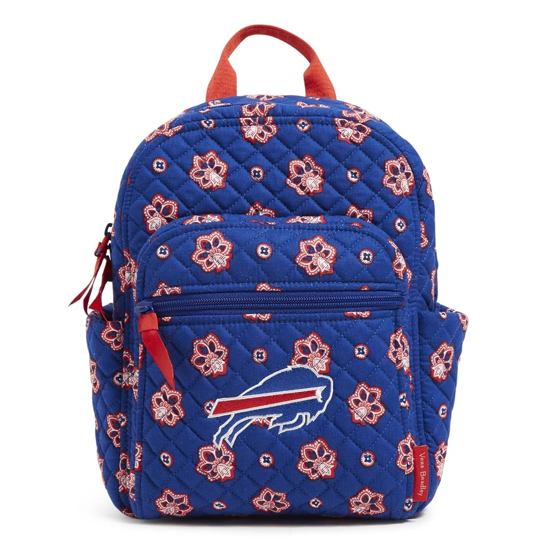 Vera Bradley Cotton NFL Small Backpack (Multiple Teams Available), Buffalobillsonroyalblue/Redbandana, One Size