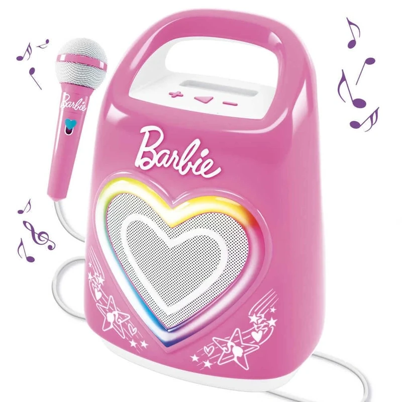 Lisciani - BARBIE Party Maker - Karaoke for Kids - Includes Microphone - Bluetooth Speaker - Includes Music - Smartphone Connectivity - Multicolour Light Effect - Music and Party - From 4 years old