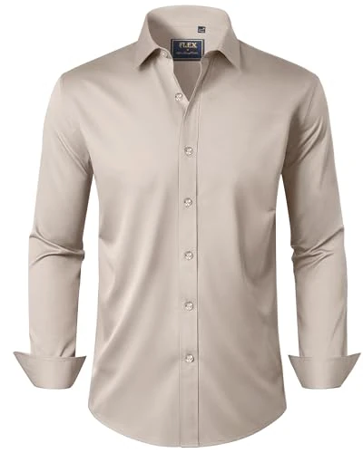 J.VER Men's Long Sleeve Stretch Dress Shirt Non Iron Casual Business Formal Shirts S-6XL