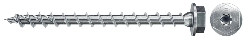 fischer PowerFast II HWTF 8.0 x 100, Powerful Wood Screws with Hex Head, Inner Star Socket and Full Thread, for Constructive Wood Construction, Pack of 50