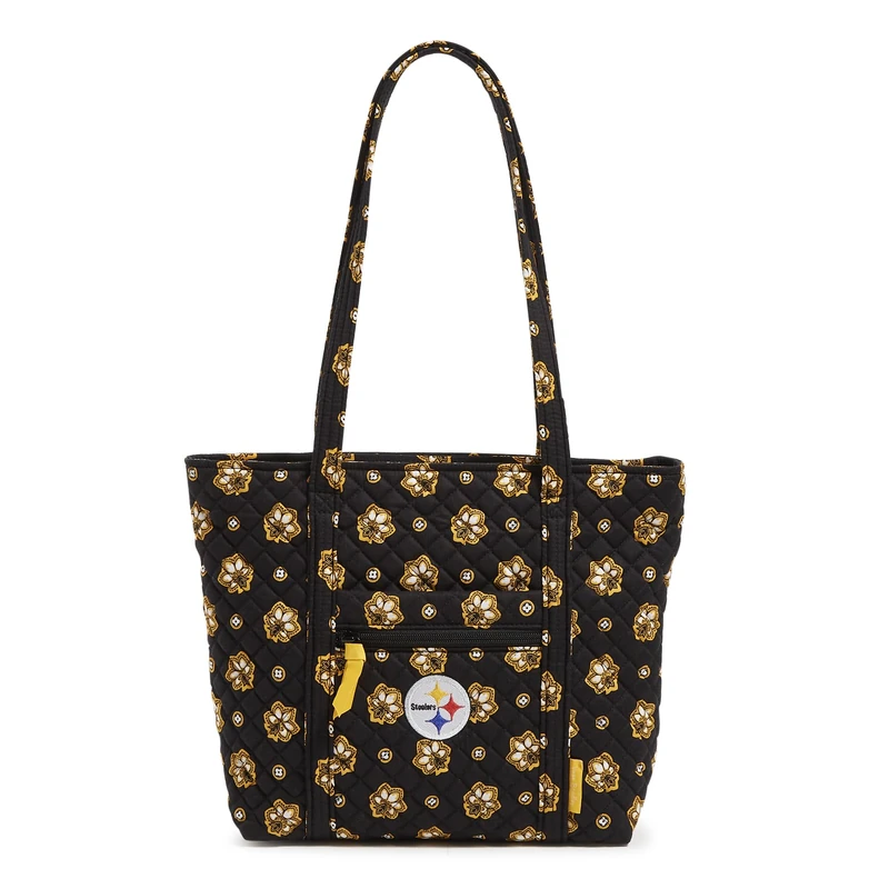 Vera Bradley Women's Cotton NFL Small Vera Tote Bag Handbag, Pittsburghsteelersonblack/Yellowbandana, One Size - Image 1