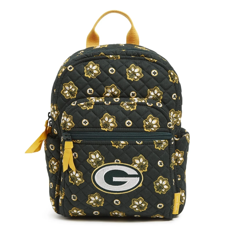 Vera Bradley Women's Cotton Nfl Small Backpack (Multiple Teams Available), Dk Green/Yellow Bandana With Green Bay Packers, One Size
