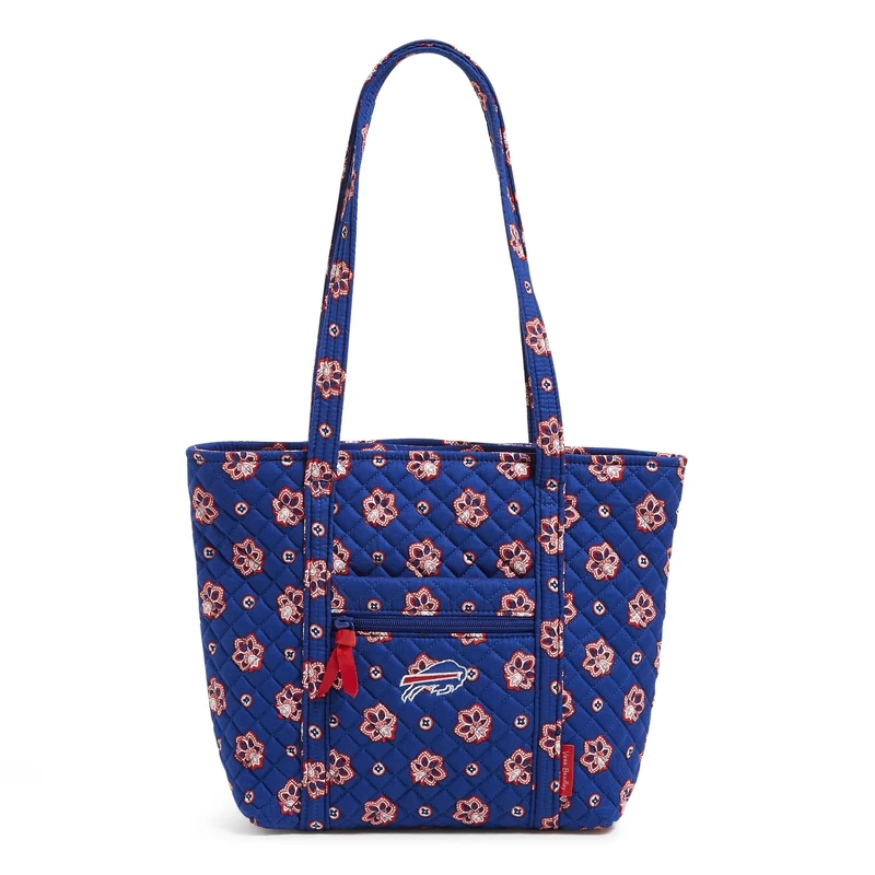 Vera Bradley Women's Cotton NFL Small Vera Tote Bag (Multiple Teams Available), Buffalobillsonroyalblue/Redbandana, One Size