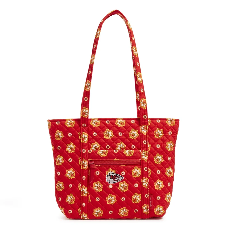 Vera Bradley Women's Cotton NFL Small Vera Tote Bag Handbag, Kansascitychiefsonred/Yellowbandana, One Size