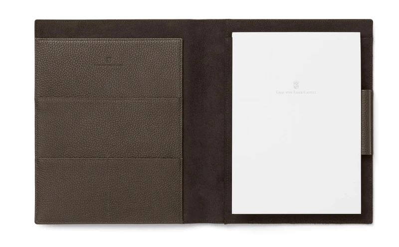 Graf von Faber-Castell 118781 Writing Case DIN A5 Cashmere Dark Brown with Notepad, Pen Loop and Compartments