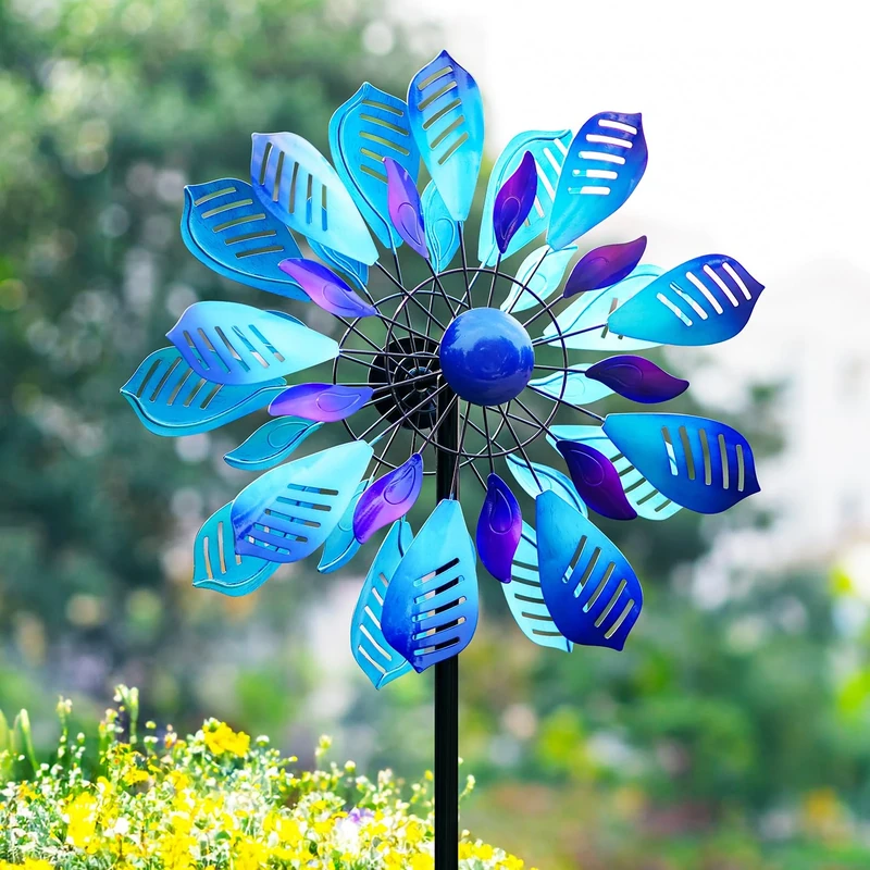 Cyan Oasis Wind Spinners for Yard and Garden, 84" Wind Spinners Outdoor Metal Extra Large, Wind Sculptures & Spinners with Stake, Yard Art Garden Decor Gift for Family