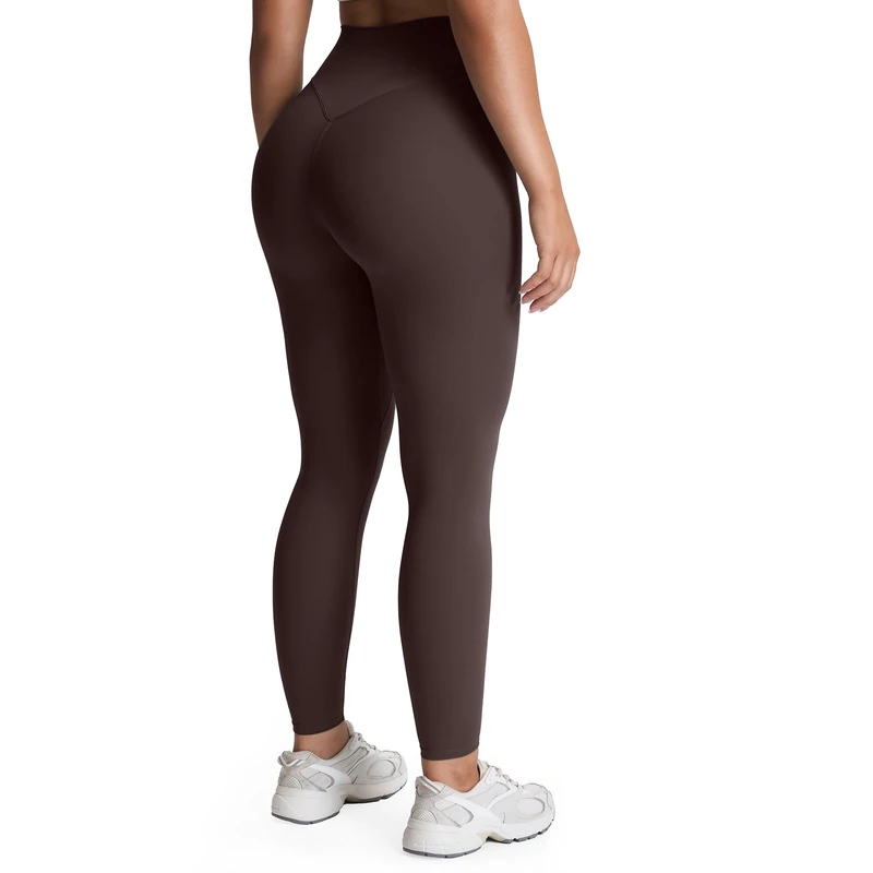 Aoxjox High Waisted Workout Leggings for Women Tummy Control Buttery Soft Yoga Metamorph Deep V Pants 27", Mulch, S