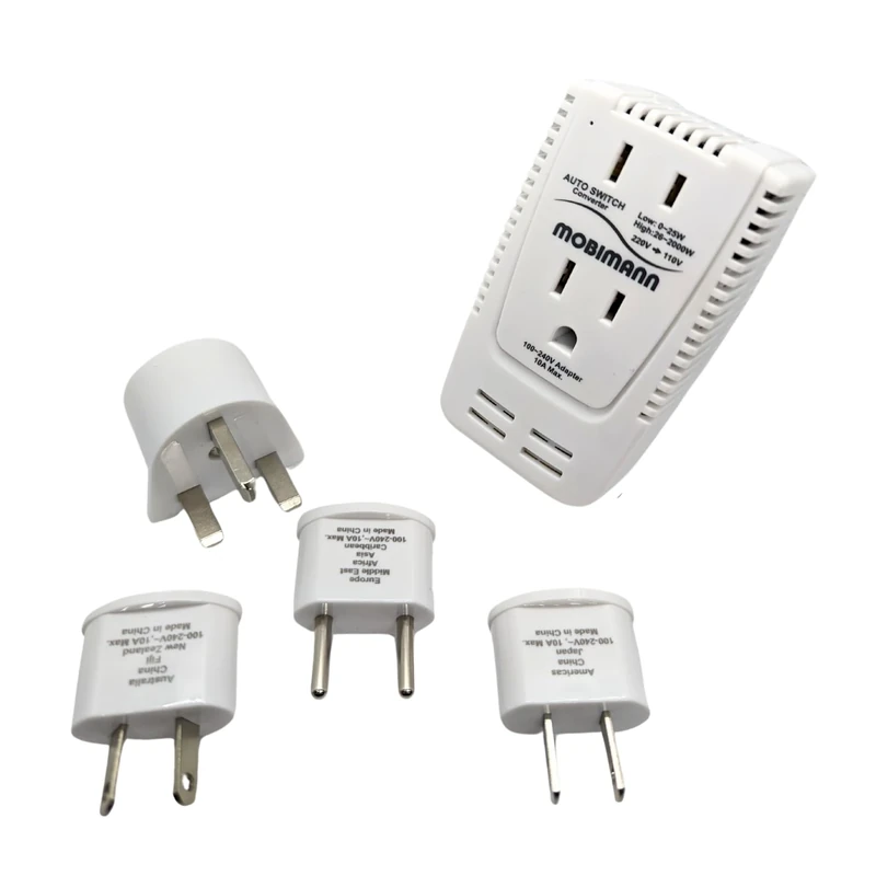 MOBIMANN 220V to 110V Converter, 2000W Step Down Voltage Converter, Trimmer to Dryer 0-2000W Wide Range Straightener Curling Iron for Devices. UK, EU, AU, Laptops,