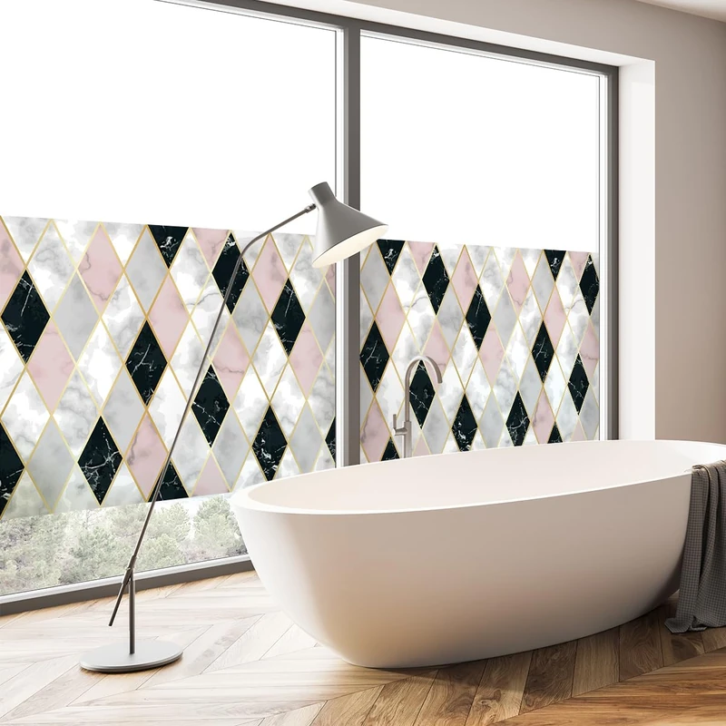 Ambiance Sticker Anti-Blackout Window Film Adhesive – Chic Diamond Design – Privacy Screen Sticker for Windows and Shower Doors XL – H40 x L200 cm