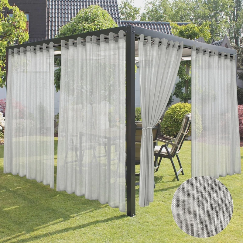 Semi Voile Sheer Outdoor Curtains for Patio 4 Pcs 110x84 In Grey