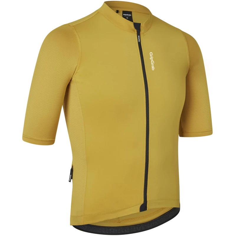 GripGrab Ride Short Sleeve Cycling Jersey Summer MTB Road Gravel Bike Men's Cycle Jersey Full Zip UPF Bicycle Clothing Men Mustard Yellow
