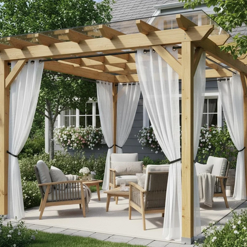 Semi Voile White Sheer Outdoor Curtains for Patio 4 Pcs 54x84 In