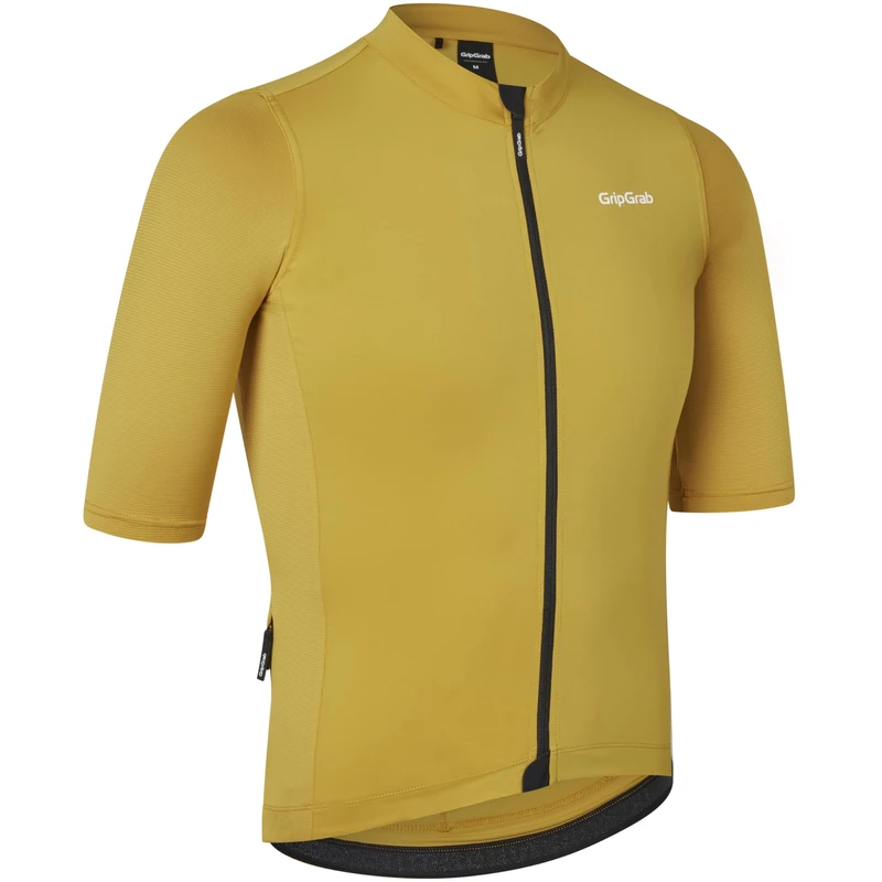 GripGrab Ride Short Sleeve Cycling Jersey Summer MTB Road Gravel Bike Men's Cycle Jersey Full Zip UPF Bicycle Clothing Men Mustard Yellow