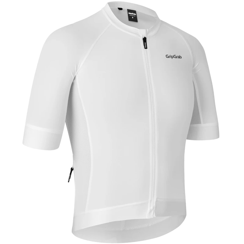 GripGrab PACR Short Sleeve Cycling Jersey Summer MTB Road Gravel Bike Men's Cycle Jersey Full Zip UPF Aero Bike Shirt Men White