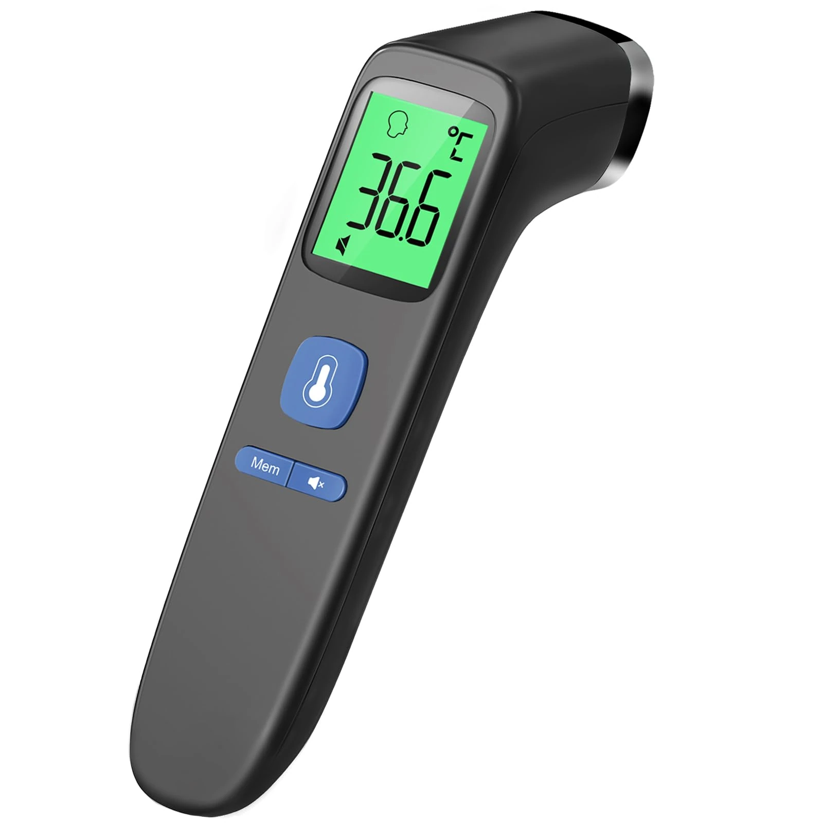 No-Touch Forehead Thermometer for Adults, Touchless Baby Thermometer, Accurate Reading with LCD Display, Mute Mode, Memory Recall, Fever Alarm (Black)